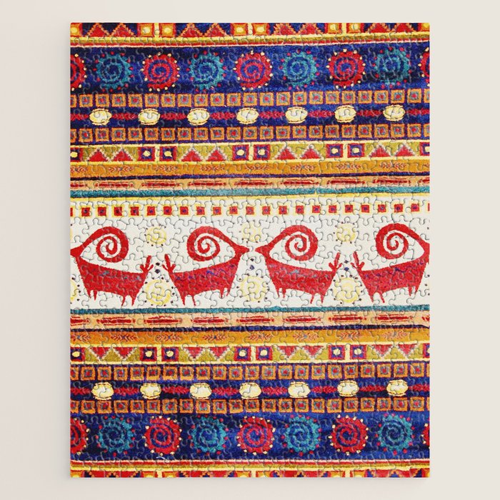 Antique Persian Rug Print With Abstract Quadrupeds Jigsaw Puzzle Gallery Image 1