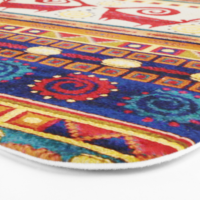 Antique Persian Rug Print With Abstract Quadrupeds Bath Mat Gallery Image 3