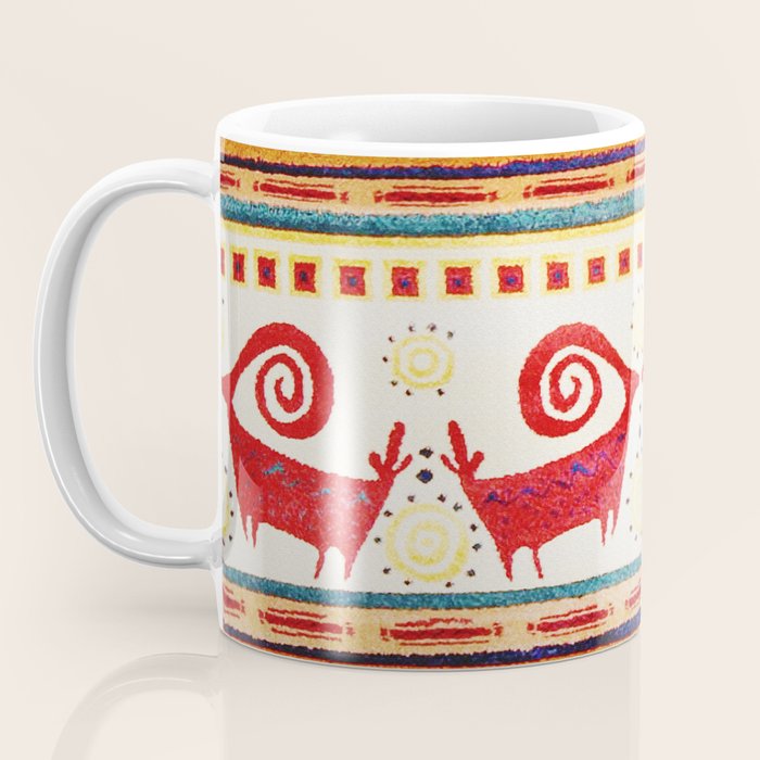 Antique Persian Rug Print With Abstract Quadrupeds Coffee Mug Gallery Image 3