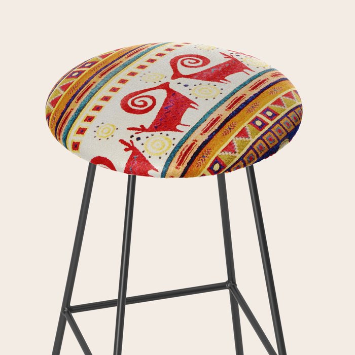 Antique Persian Rug Print With Abstract Quadrupeds Stool Gallery Image 2