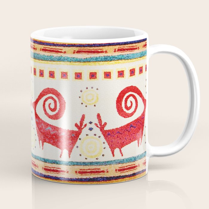 Antique Persian Rug Print With Abstract Quadrupeds Coffee Mug Gallery Image 1