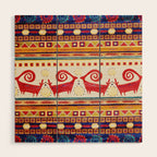 Antique Persian Rug Print With Abstract Quadrupeds Wood Wall Art Gallery Image 1