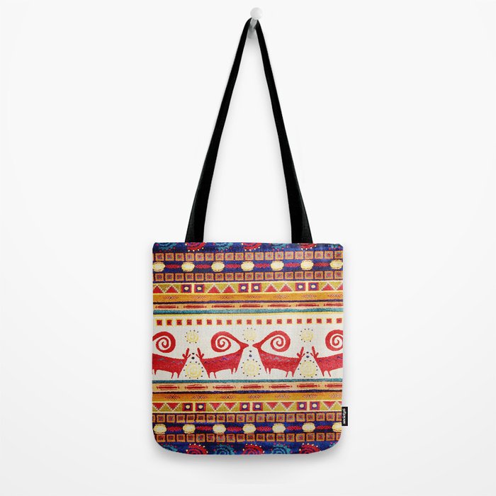 Antique Persian Rug Print With Abstract Quadrupeds Tote Bag Gallery Image 2