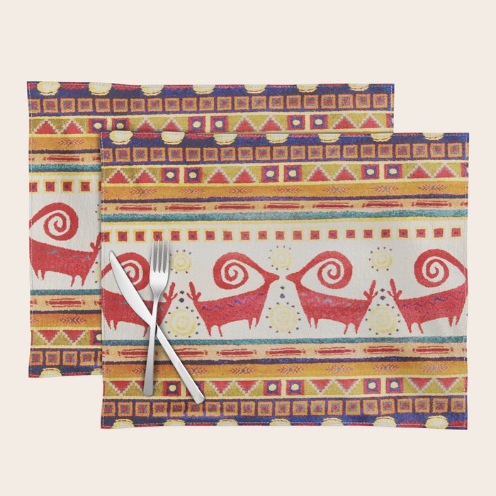 Antique Persian Rug Print With Abstract Quadrupeds Placemat Gallery Image 1