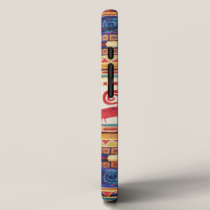 Antique Persian Rug Print With Abstract Quadrupeds iPhone Case Gallery Image 2