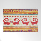 Antique Persian Rug Print With Abstract Quadrupeds Welcome Mat Gallery Image 1