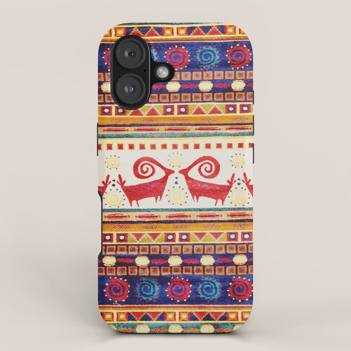 Antique Persian Rug Print With Abstract Quadrupeds iPhone Case Gallery Image 1