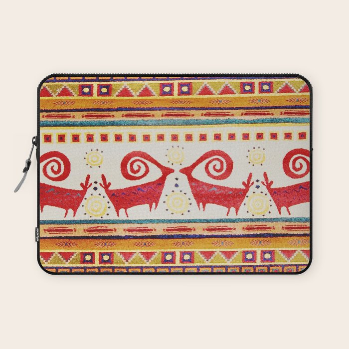 Antique Persian Rug Print With Abstract Quadrupeds Laptop Sleeve Gallery Image 1