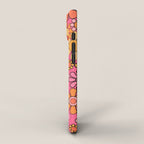 Groovy Retro Floral Garden Pretty Pink 60s 70s Flower Pattern with Yellow and Orange iPhone Case Gallery Image 2