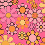 Groovy Retro Floral Garden Pretty Pink 60s 70s Flower Pattern with Yellow and Orange Coffee Mug Gallery Image 2