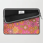 Groovy Retro Floral Garden Pretty Pink 60s 70s Flower Pattern with Yellow and Orange Laptop Sleeve Gallery Image 2