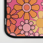 Groovy Retro Floral Garden Pretty Pink 60s 70s Flower Pattern with Yellow and Orange Laptop Sleeve Gallery Image 3