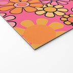 Groovy Retro Floral Garden Pretty Pink 60s 70s Flower Pattern with Yellow and Orange Welcome Mat Gallery Image 2