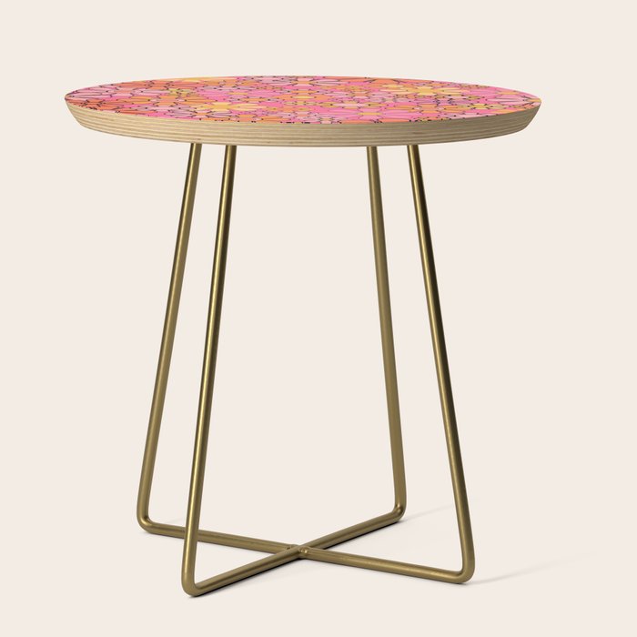 Groovy Retro Floral Garden Pretty Pink 60s 70s Flower Pattern with Yellow and Orange Side Table Gallery Image 1