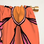 Groovy Retro Floral Garden Pretty Pink 60s 70s Flower Pattern with Yellow and Orange Window Curtain Gallery Image 2