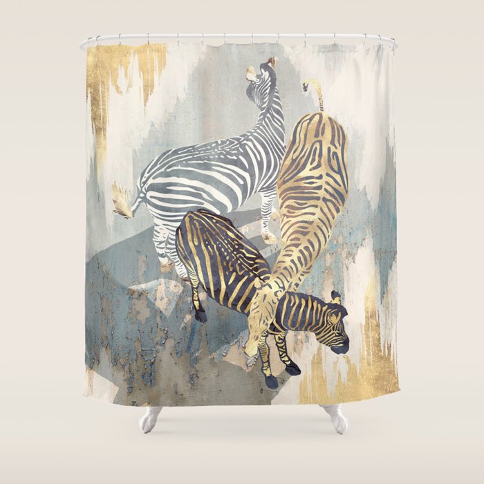 Metallic Zebras Shower Curtain Gallery Image 1