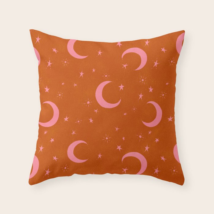 Goodnight Sky - pink and rust Throw Pillow Gallery Image 6
