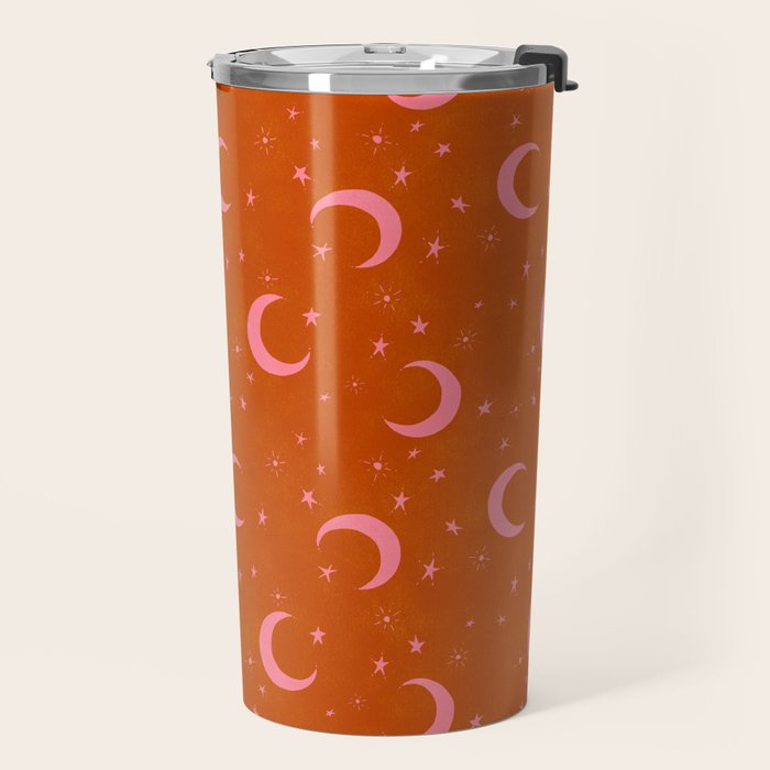 Goodnight Sky - pink and rust Travel Mug Gallery Image 2