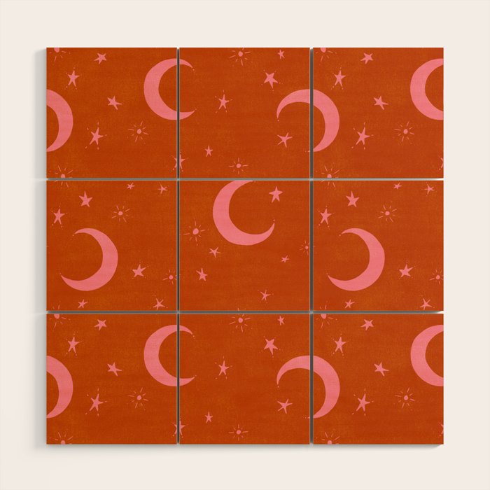 Goodnight Sky - pink and rust Wood Wall Art Gallery Image 1