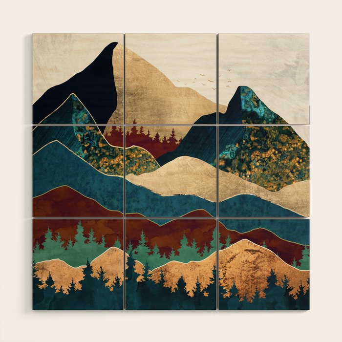 Malachite Mountains Wood Wall Art Gallery Image 1