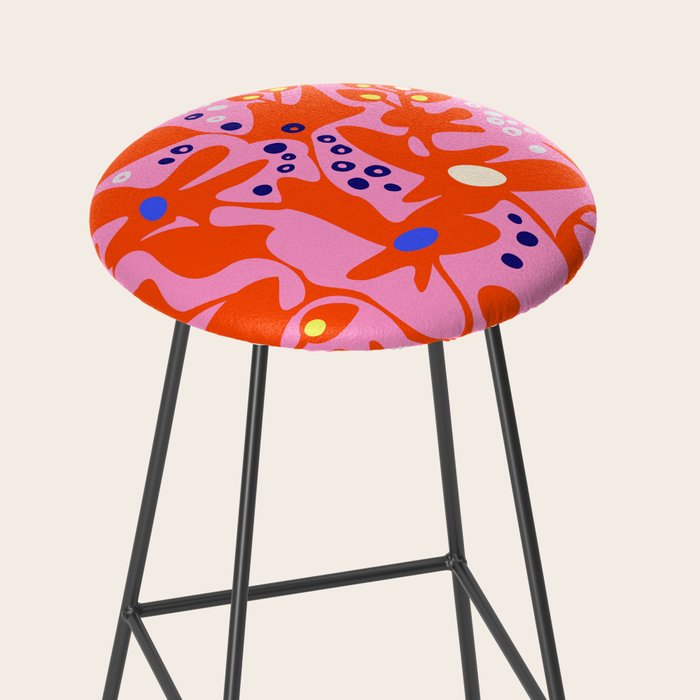 Pink home jungle: Organic shapes and flowers Stool Gallery Image 2