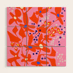 Pink home jungle: Organic shapes and flowers Wood Wall Art Gallery Image 1