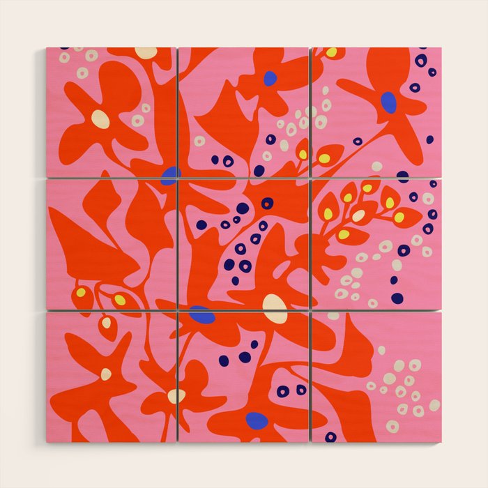Pink home jungle: Organic shapes and flowers Wood Wall Art Gallery Image 1