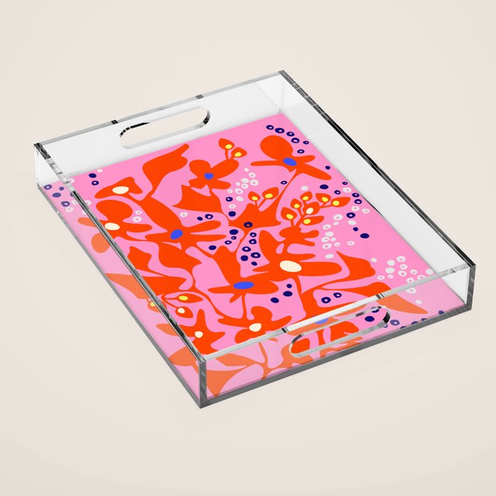 Pink home jungle: Organic shapes and flowers Acrylic Tray Gallery Image 1