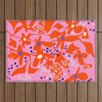 Pink home jungle: Organic shapes and flowers Outdoor Rug Gallery Image 1