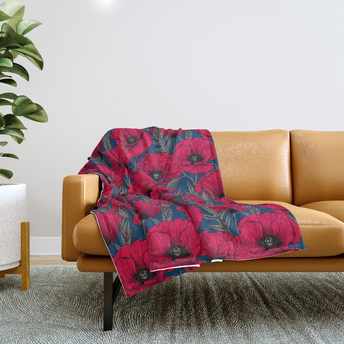 Night poppy garden  Throw Blanket Gallery Image 1
