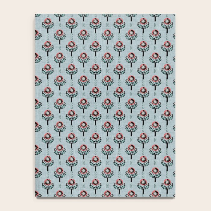 Blockprint Blooms on light blue Notebook Gallery Image 4