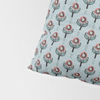 Blockprint Blooms on light blue Pillow Sham Gallery Image 4