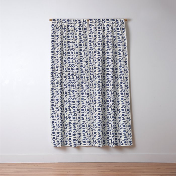 William Morris Vintage Rosehip Indigo Blue Window Curtain Gallery Image 3
