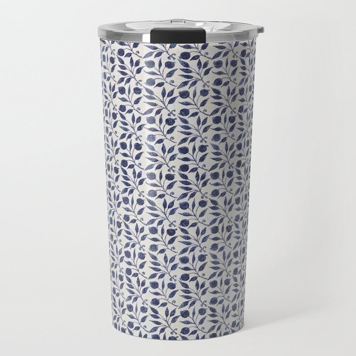 William Morris Vintage Rosehip Indigo Blue Travel Mug Gallery Image 1