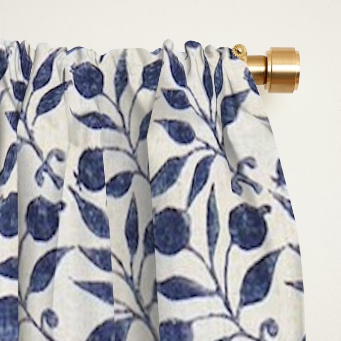 William Morris Vintage Rosehip Indigo Blue Window Curtain Gallery Image 2