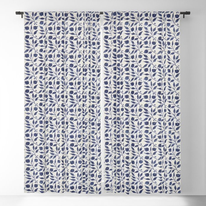 William Morris Vintage Rosehip Indigo Blue Window Curtain Gallery Image 5