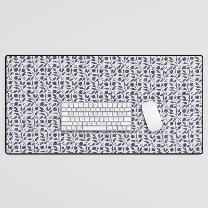 William Morris Vintage Rosehip Indigo Blue Desk Mat Gallery Image 1