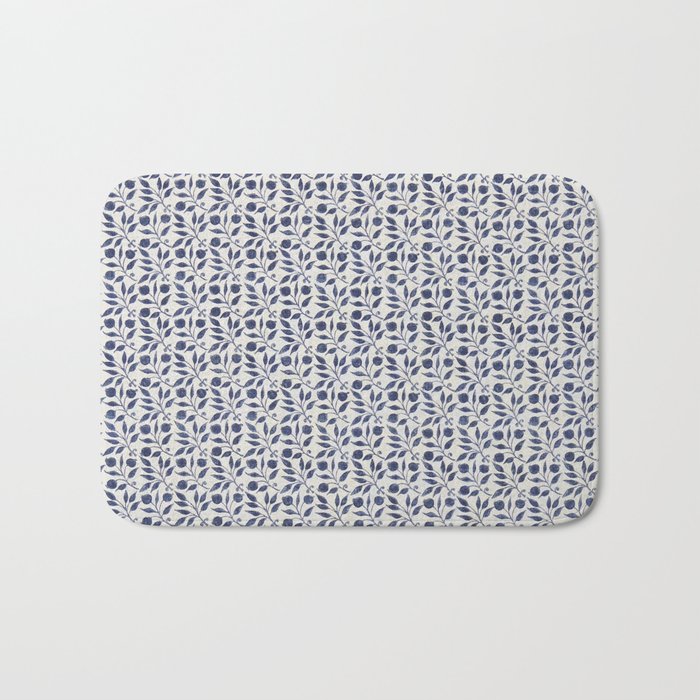 William Morris Vintage Rosehip Indigo Blue Bath Mat Gallery Image 1