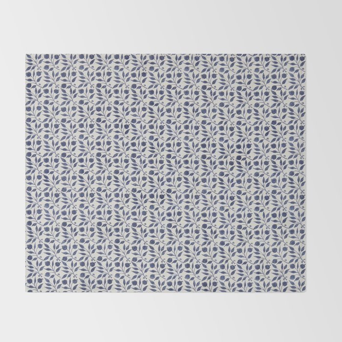 William Morris Vintage Rosehip Indigo Blue Throw Blanket Gallery Image 2