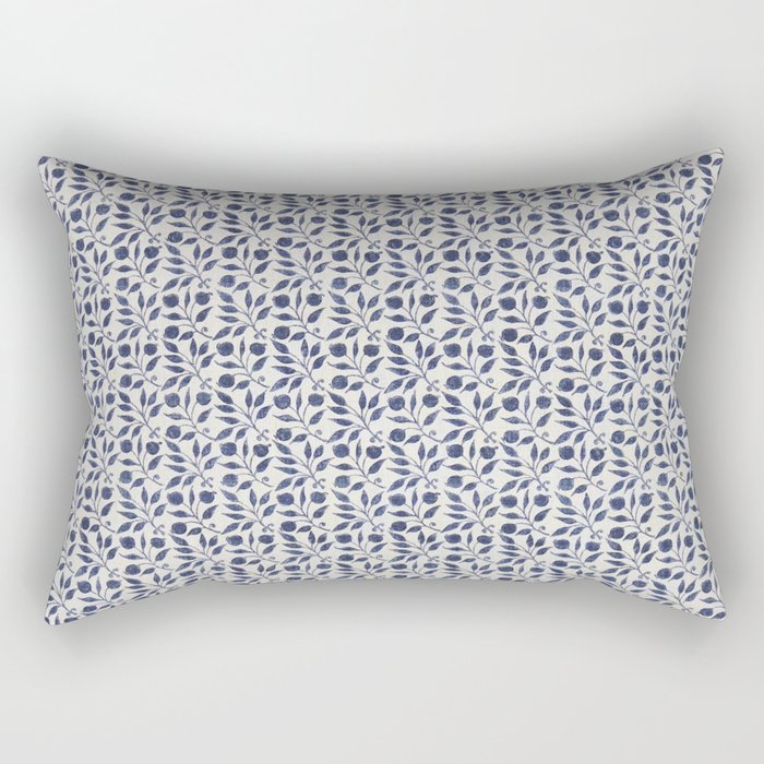 William Morris Vintage Rosehip Indigo Blue Rectangular Pillow Gallery Image 1