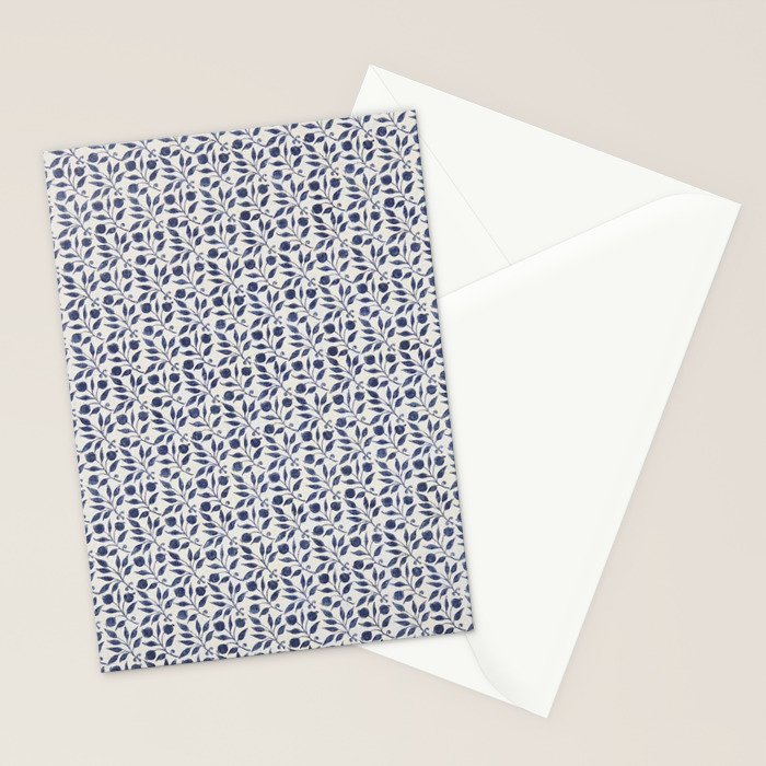 William Morris Vintage Rosehip Indigo Blue Stationery Card Gallery Image 2