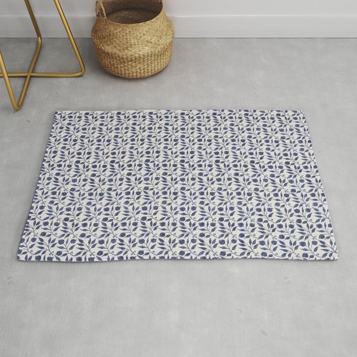 William Morris Vintage Rosehip Indigo Blue Rug Gallery Image 1
