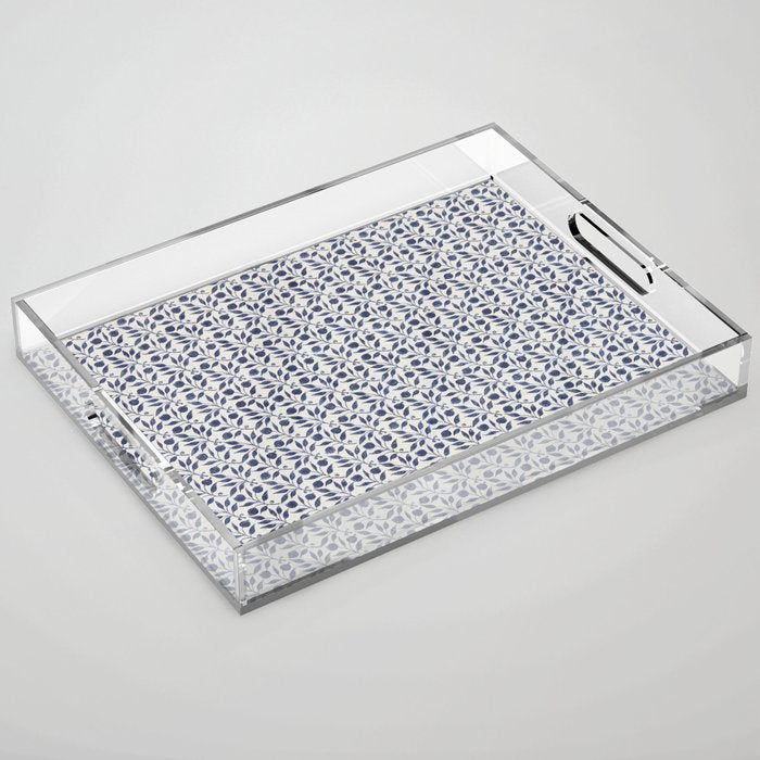 William Morris Vintage Rosehip Indigo Blue Acrylic Tray Gallery Image 1
