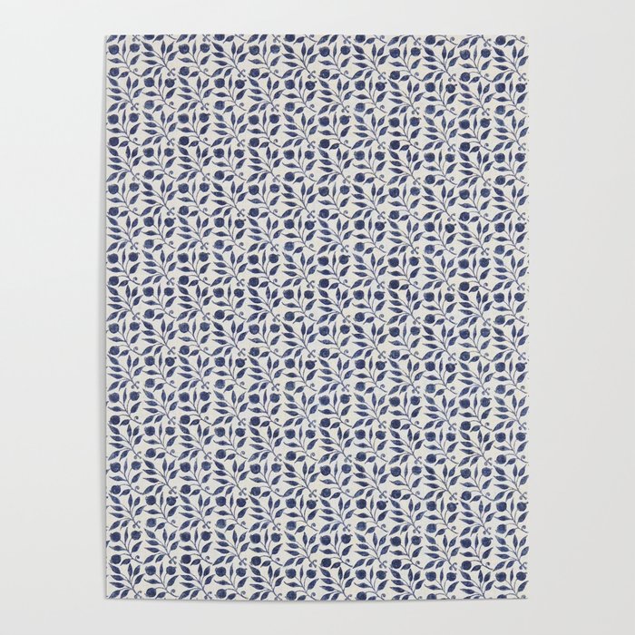 William Morris Vintage Rosehip Indigo Blue Poster Gallery Image 4