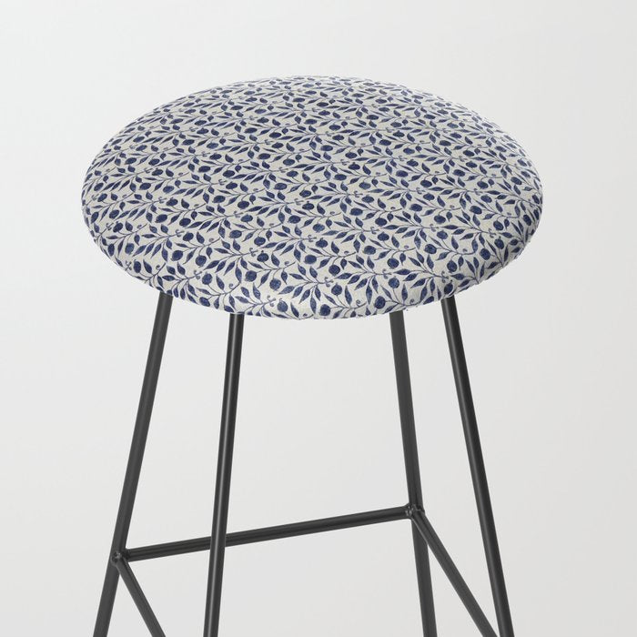 William Morris Vintage Rosehip Indigo Blue Stool Gallery Image 2