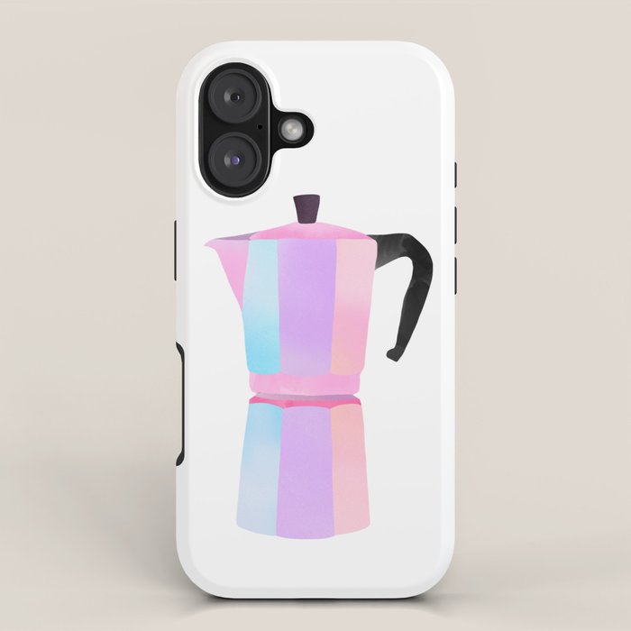 Neon Coffee Moka Pot iPhone Case Gallery Image 1