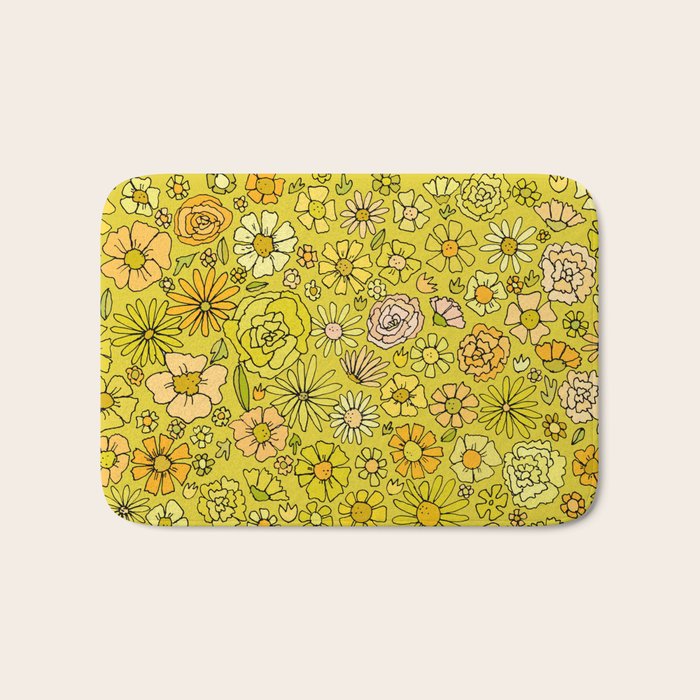 retro flower power wallpaper dreams // art by surfy birdy Bath Mat Gallery Image 1