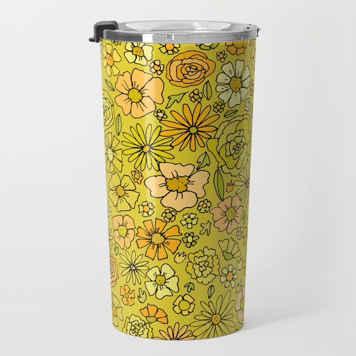 retro flower power wallpaper dreams // art by surfy birdy Travel Mug Gallery Image 3