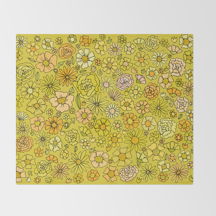 retro flower power wallpaper dreams // art by surfy birdy Throw Blanket Gallery Image 2