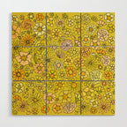 retro flower power wallpaper dreams // art by surfy birdy Wood Wall Art Gallery Image 1